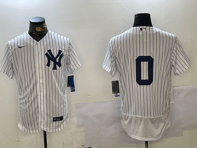 Men New York Yankees #0 No Name White stripe Elite 2024 Nike MLB Jersey style 1016